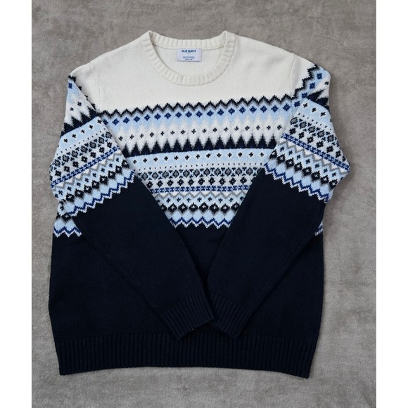 Old Navy Other - Old Navy Men Fair Isle Sweater Blue Navy Large Nordic Ski Geometric